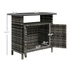 Wicker Outdoor Storage Cabinet with Two Doors and Shelf for Outdoor Pool Towel Storage, Mixed Gray