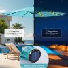 10 ft Patio Umbrella for Table, Outdoor Sun Umbrella with 32 LED Solar Lights, Lake Blue