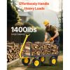 1400 Lbs Steel Garden Cart, Heavy Duty Pullable Garden Wagon Yard Cart, 2 in 1 Outdoor Metal Utility Wagon Yard Trailer with 13" All Terrain Tires