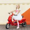 24V Kids Motorcycle with 3-Speed, Electric Motorcycle with Rear Suspension and LED Lights for 8-12 Years Old, Red