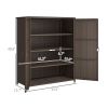 Rattan Wicker Outdoor Storage Cabinet with 4 Shelves and 2 Doors for Garden Pool Towel Storage, Coffee