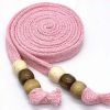Cotton Flat Drawstring Wooden Beads Decorative Replacement Drawstring for Sweatshirt Hoodies Sweatpants Shorts,Pink