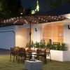 Garden Parasol, Double-Sided Sun Umbrella with LED Solar Lights, Patio Parasol for Outdoor, Coffee