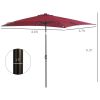 9ft Solar LED Patio Umbrella Outdoor Table Market Shade Crank Red