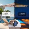 10 ft Patio Umbrella for Table, Outdoor Sun Umbrella with 32 LED Solar Lights, Khaki