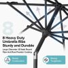 10 ft Patio Umbrella for Table, Outdoor Sun Umbrella with 32 LED Solar Lights, Lake Blue((Shipment from Walmart))