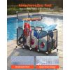 Pool Storage Bin, 64.96 x 33.46 x 64.96 in, Rolling Pool Float Storage Organizer with Side Pockets & Noodles Holder Rack, Durable Plastic Frame