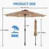edx 10ft Solar 32 LED Lights Patio Umbrella with Tilt Adjustment and UV-Resistant Polyester Fabric, Market Umbrella for Outdoor, Khaki