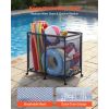 Pool Storage Bin, 36.8 x 24 x 35.6 in, Rolling Pool Float Storage Organizer with Side Pockets & Casters, Heavy Duty Metal Frame