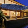 15 Feet Twin Patio Umbrella with 48 Solar LED Lights