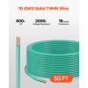 10 AWG Solid THHN Wire, 100% OFC Copper Electrical Building Wire with Nylon Jacket PVC Insulation, Rated for Up to 600 Volts