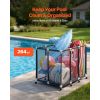 Pool Storage Bin, 48 x 33 x 39 in, Rolling Pool Float Storage Organizer with Casters, Durable Plastic Frame, Poolside Toys Noodles Holder