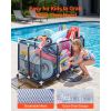 Pool Storage Bin, 62.6 x 32 x 36 in, Rolling Pool Float Storage Organizer with Side Pockets & Casters, Durable Plastic Frame