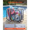 Pool Storage Bin, 48 x 33 x 39 in, Rolling Pool Float Storage Organizer with Casters, Durable Plastic Frame, Poolside Toys Noodles Holder