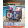 Pool Storage Bin, 48.8 x 32.7 x 32.7 in, Rolling Pool Float Storage Organizer with Side Pockets & Casters, Heavy Duty Metal Frame