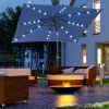9 x 7 ft Patio Umbrella Outdoor Table Market with Crank Solar LED Lights Tilt Button for Deck Pool Blue