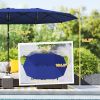 Garden Parasol, Double-Sided Sun Umbrella with LED Solar Lights, Patio Parasol for Outdoor, Navy Blue