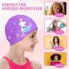 2 Pack Kids Swim Caps for Girls Boy Aged 9-15, Waterproof Bathing Cap for Long and Short Hair