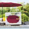 Garden Parasol, Double-Sided Sun Umbrella with LED Solar Lights, Patio Parasol for Outdoor, Wine Red