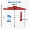edx 10ft Solar 32 LED Lights Patio Umbrella with Tilt Adjustment and UV-Resistant Polyester Fabric, Market Umbrella for Outdoor, Red