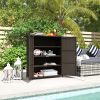 Rattan Wicker Outdoor Storage Cabinet with 4 Shelves and 2 Doors for Garden Pool Towel Storage, Coffee