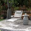 Folding Chaise Lounge, Outdoor Sun Tanning Chair, 4-Position Reclining Back, Armrests, Removable Pillow, Light Gray