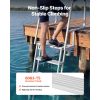 Flip-Up Dock Ladder, 5-Step, Heavy-Duty Aluminum Alloy Pontoon Boat Swim Ladder, with Non-Slip Wide Steps, 350 lbs Weight Capacity, Pull Rope Assist