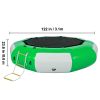 Inflatable Water Trampoline, 10ft Recreational Water Bouncer with Escalator, Round Inflatable Water Trampoline in Green and White