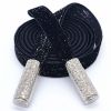 Silver Metallic Drawstring Single-Sided Velvet Replacement Decorative Drawstring for Hoodies Sweatpants Shorts,Black Silver