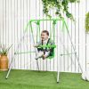 Toddler Swing Set with Metal Stand, Safety Seat Belt for Kids Aged 6-36 Months, Backyard Indoor & Outdoor Use, Green