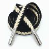 Two-tone Cotton Braided Drawstring Flat Decorative Replacement Drawstring for Hoodies Sweatpants Shorts,Black Beige