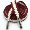 Two-tone Cotton Braided Drawstring Flat Decorative Replacement Drawstring for Hoodies Sweatpants Shorts,Wine Red Beige