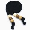 Cotton Sweatshirt Hoodie Flat Drawstring Sweatpants Waistband Cord Wooden Beads Decorative Replacement Drawstring,Black