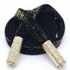 Golden Metallic Drawstring Single-Sided Velvet Replacement Decorative Drawstring for Hoodies Sweatpants Shorts,Black Gold
