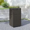 Outdoor Towel Rack for Pool w/ Drawer & Cabinet, Dark Brown