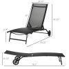 Chaise Lounge Outdoor, 2 Piece Lounge Chair with Wheels, Tanning Chair with 5 Adjustable Positions for Patio, Beach, Yard, Pool, Black