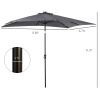 9 x 7 ft Patio Umbrella Outdoor Table Market with Crank Solar LED Lights Tilt Button for Deck Dark Gray