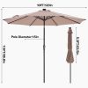 10 ft Patio Umbrella for Table, Outdoor Sun Umbrella with 32 LED Solar Lights, Khaki