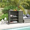 Rattan Wicker Outdoor Storage Cabinet with 4 Shelves and 2 Doors for Garden Pool Towel Storage, Dark Gray