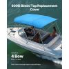 4 Bow Boat Bimini Tops, 600D Polyester Canopy, Waterproof & Sun Protection Boat Awning Canopy with Storage Bag, Bimini Top Replacement