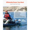 Electric Trolling Motor, Transom Mounted Outboard Boat Motors 12V 55lbs Thrust, 8-Speed Electric Boat Engine w/ Battery Indicator, for Kayaks