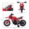 6V Kids Motorcycle with Training Wheels, Horn & Start Sound, for 3-8 Years, Red