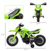 6V Kids Motorcycle with Training Wheels, Horn & Start Sound, for 3-8 Years, Green