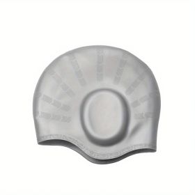1pc Silicone Elastic Comfortable Swimming Cap For Men And Women; Swimming Accessories (Color: Grey)