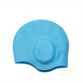 1pc Silicone Elastic Comfortable Swimming Cap For Men And Women; Swimming Accessories (Color: Light Blue)