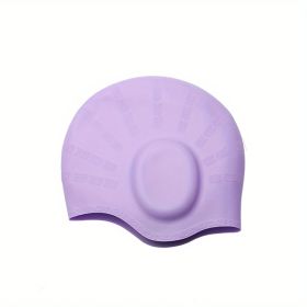 1pc Silicone Elastic Comfortable Swimming Cap For Men And Women; Swimming Accessories (Color: Purple)