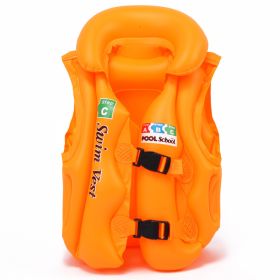 Swim Vest For Kids ; 4-12 Years Old Inflatable Swimming Floaties With Adjustable Safety Buckle & Dual Airbags For Boys Girls; Water Vest For Pool; Bea (Color: Orange, size: M (20KG-35KG))