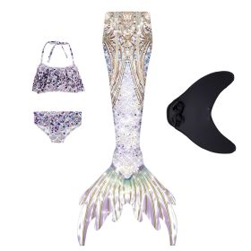 Mermaid Tail Swimsuit with Monofin Women  Swimwear Bikini Set (Color: Purple, size: L)