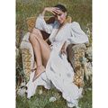 Crochet White Knitted Beach Cover up dress Tunic Long Pareos Bikinis Cover ups Swim Cover up Robe Plage Beachwear (Color: LXF20133W1, size: One size)