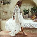 Crochet White Knitted Beach Cover up dress Tunic Long Pareos Bikinis Cover ups Swim Cover up Robe Plage Beachwear (Color: LXF8374W1, size: One size)